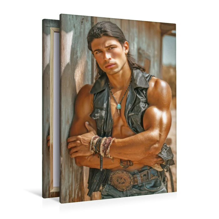 Premium Textil-Leinwand Cowboy Erotik