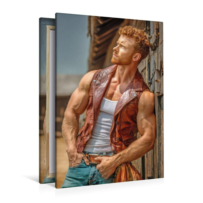 Premium Textil-Leinwand Cowboy Erotik