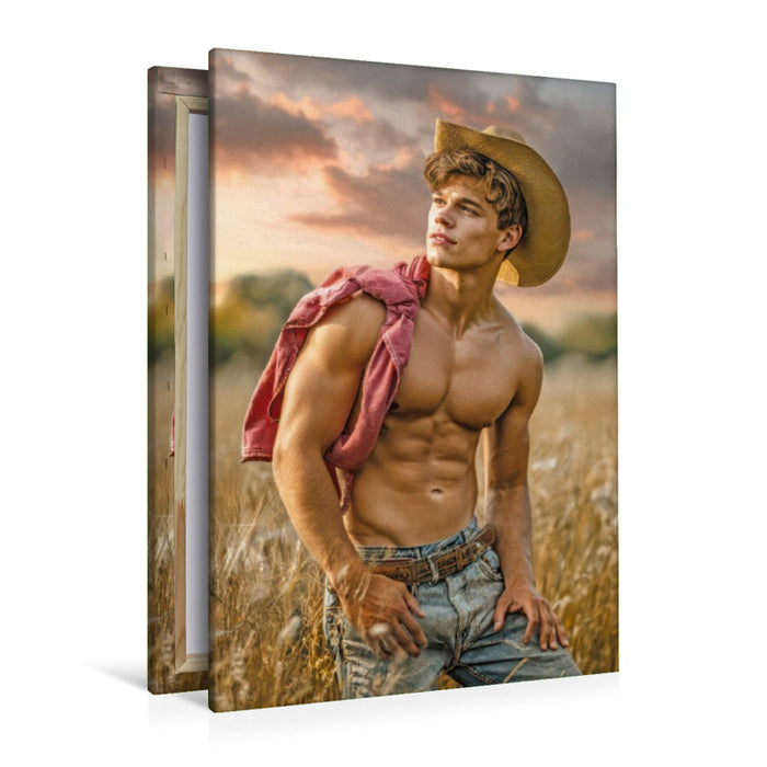 Premium Textil-Leinwand Cowboy Erotik