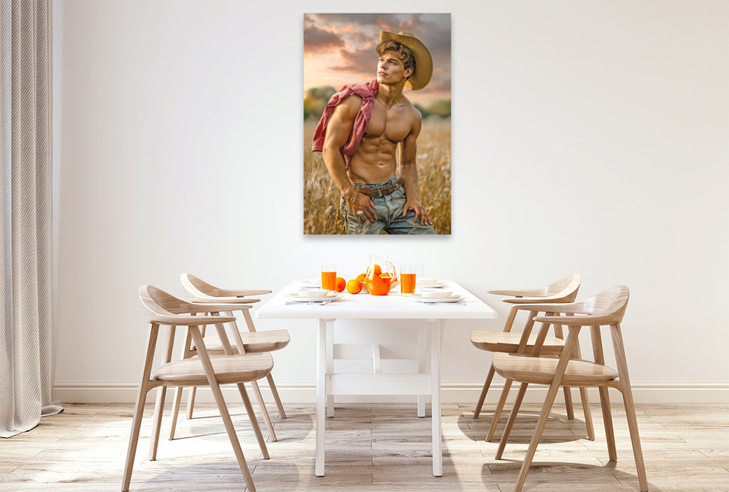 Premium Textil-Leinwand Cowboy Erotik