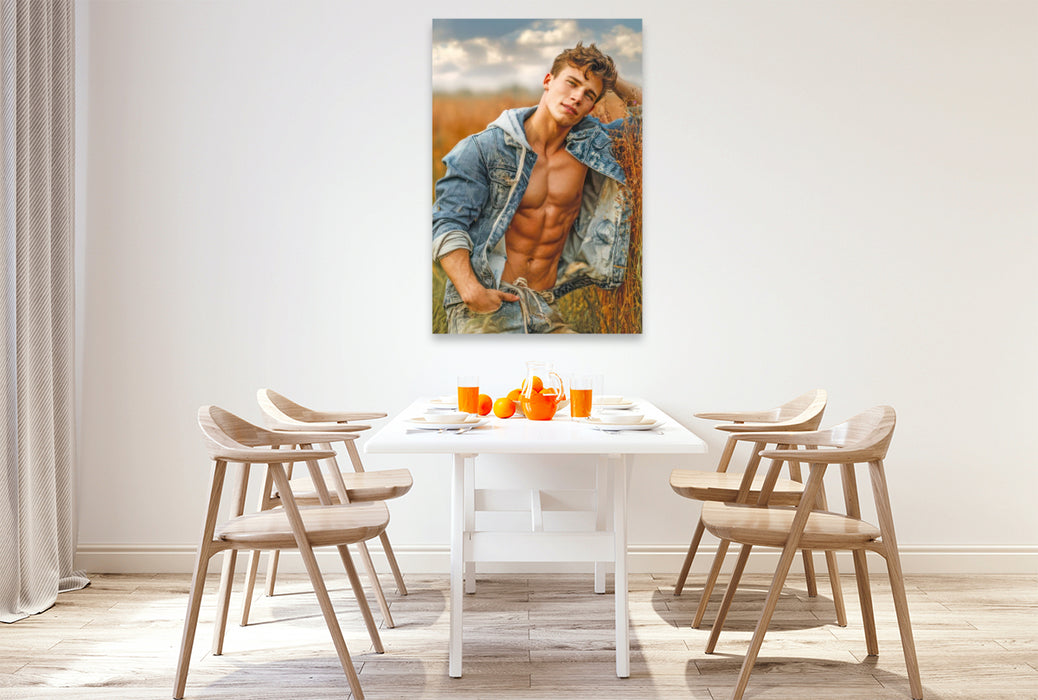Premium Textil-Leinwand Cowboy Erotik