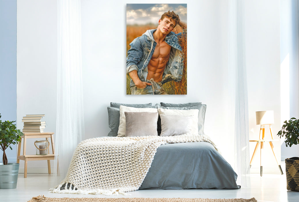 Premium Textil-Leinwand Cowboy Erotik