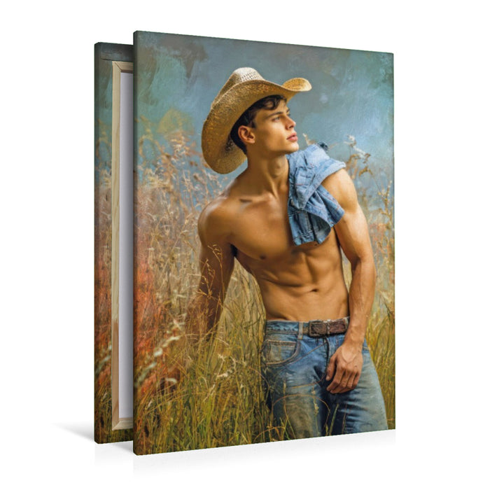 Premium Textil-Leinwand Cowboy Erotik