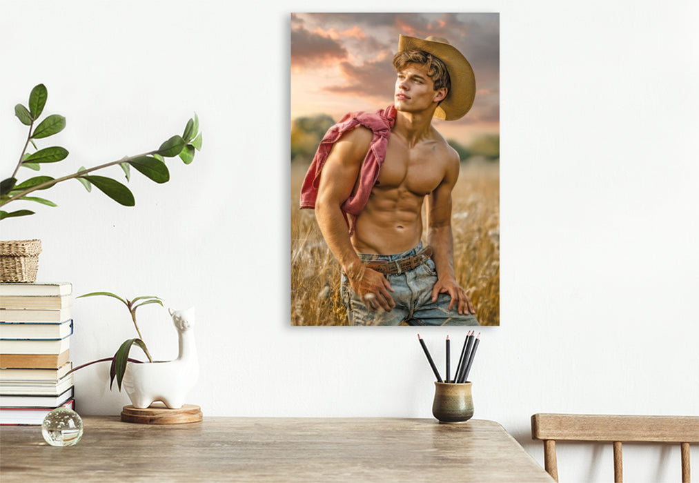 Premium Textil-Leinwand Cowboy Erotik