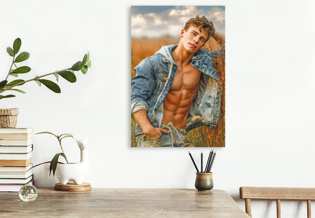Premium Textil-Leinwand Cowboy Erotik