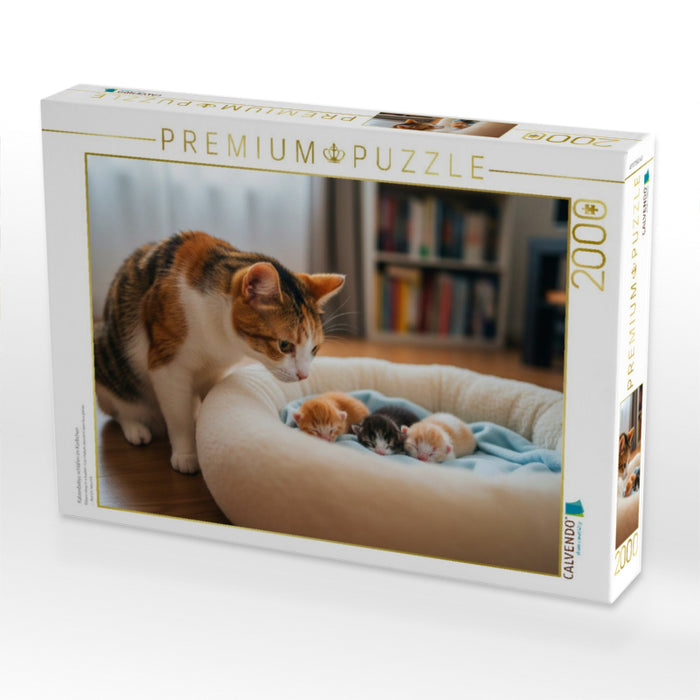 Katzenbabys schlafen im Körbchen - CALVENDO Foto-Puzzle'