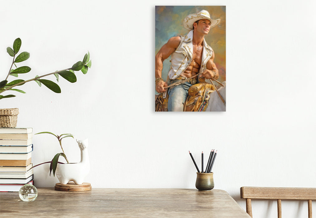 Premium Textil-Leinwand Cowboy Erotik