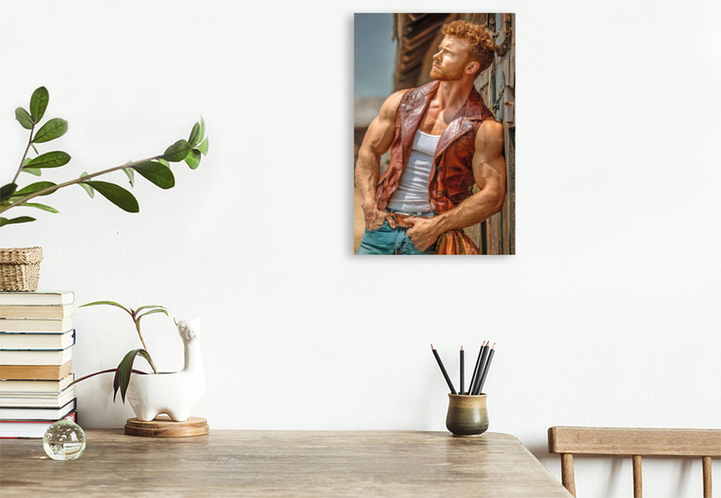 Premium Textil-Leinwand Cowboy Erotik