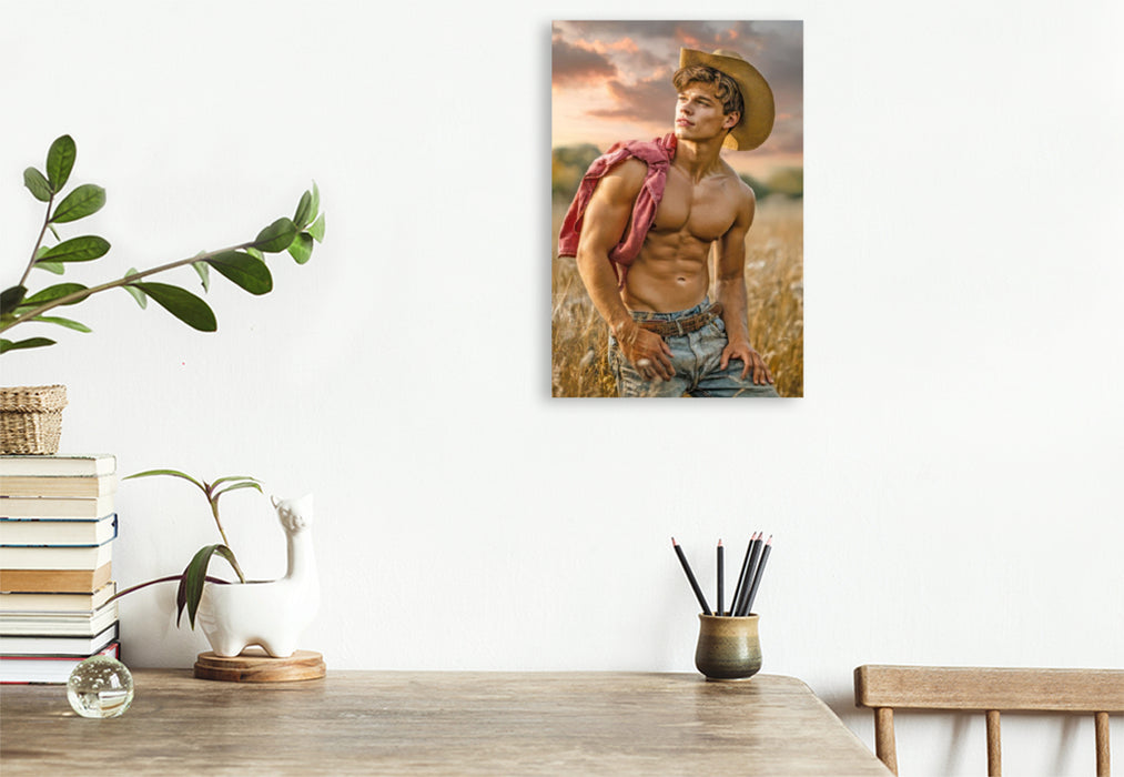 Premium Textil-Leinwand Cowboy Erotik
