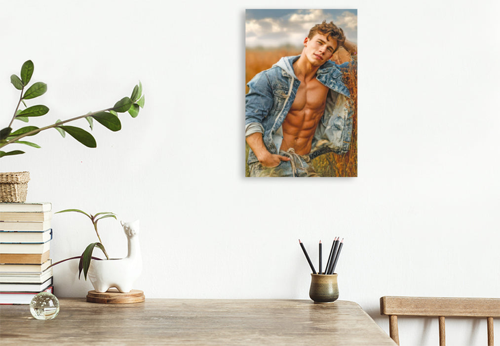 Premium Textil-Leinwand Cowboy Erotik