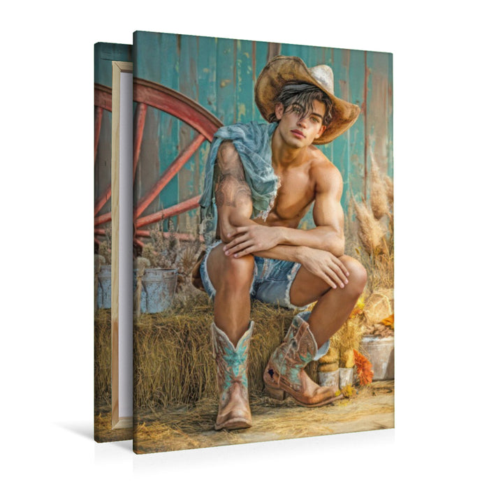 Premium Textil-Leinwand Cowboy Erotik