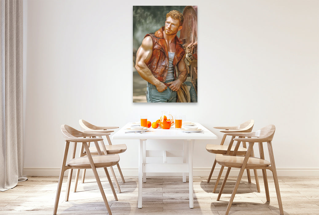 Premium Textil-Leinwand Cowboy Erotik