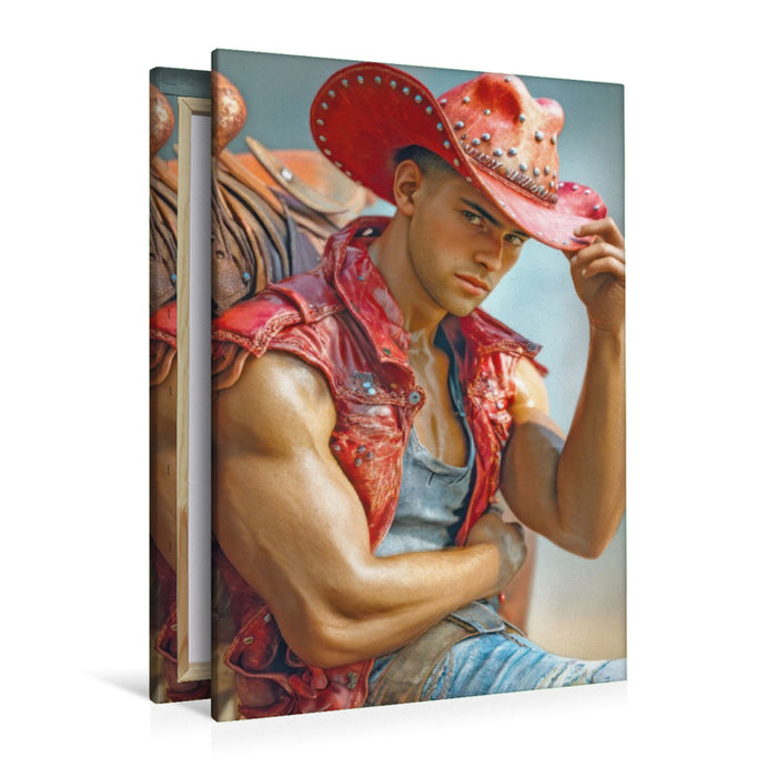 Premium Textil-Leinwand Cowboy Erotik