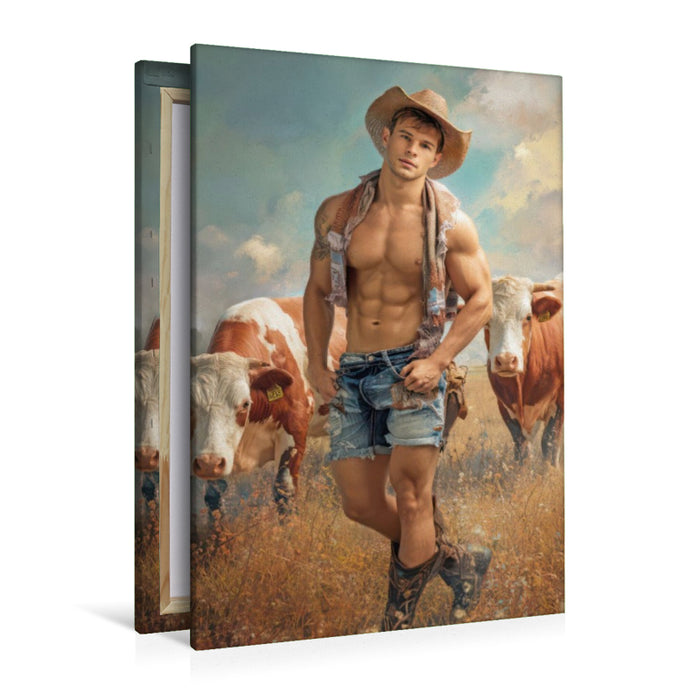 Premium Textil-Leinwand Cowboy Erotik