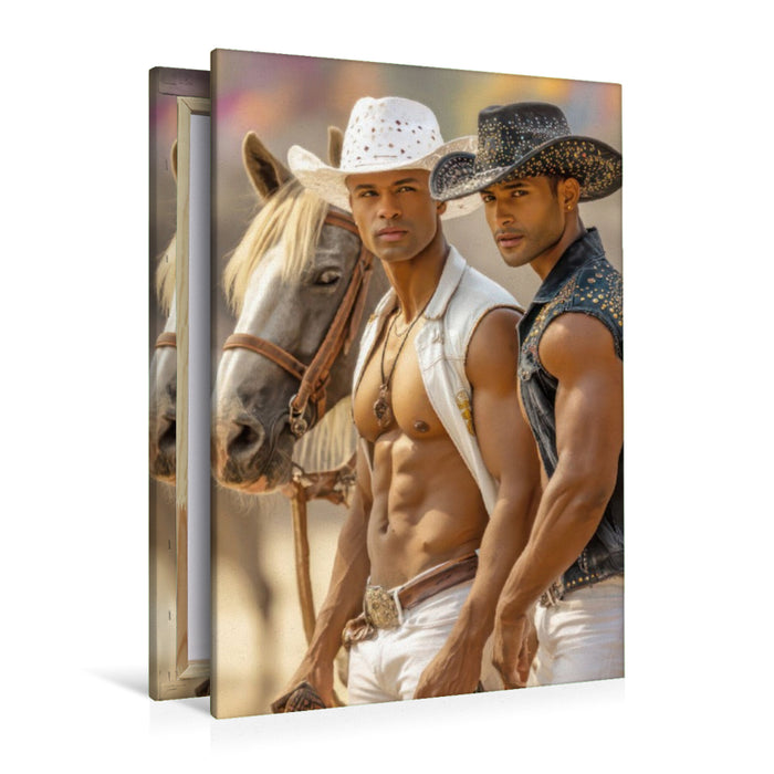 Premium Textil-Leinwand Cowboy Erotik