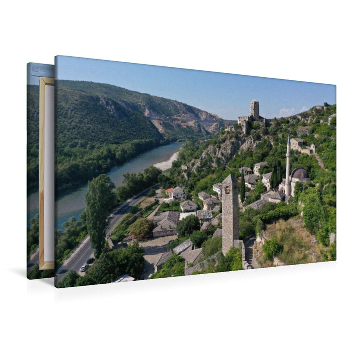 Premium Textil-Leinwand Burgruine Pociteljska in Capljina Bosnien und Herzegowina