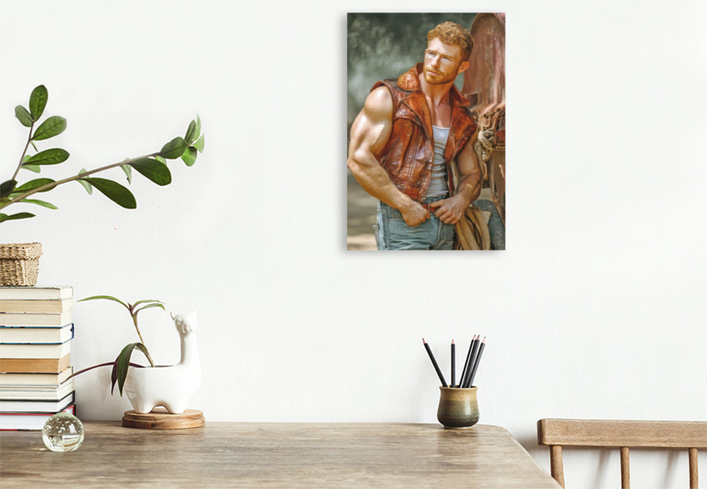 Premium Textil-Leinwand Cowboy Erotik