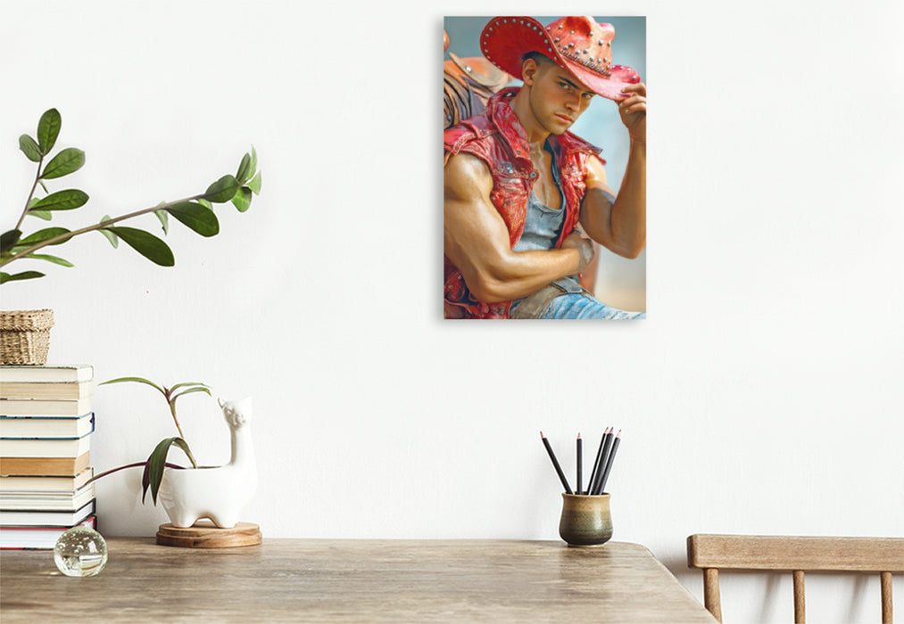 Premium Textil-Leinwand Cowboy Erotik