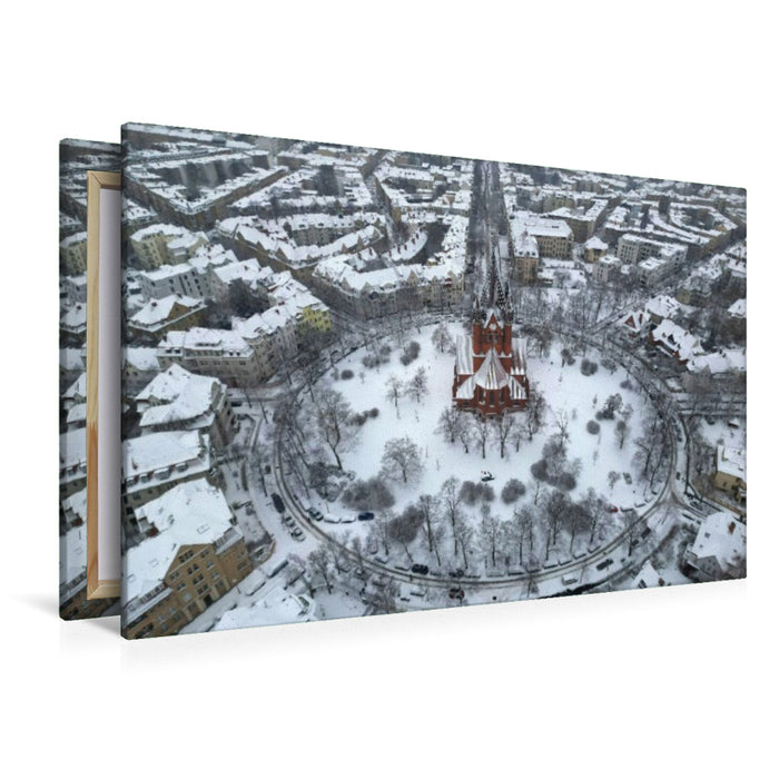 Premium Textil-Leinwand Pauluskirche im Winter