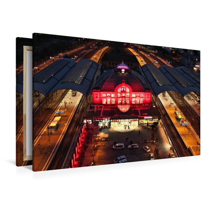 Premium Textil-Leinwand Hauptbahnhof Halle Saale