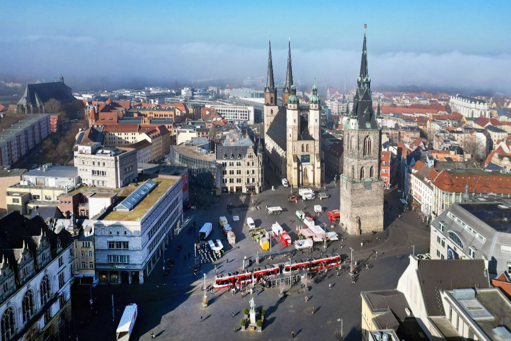 Premium Textil-Leinwand Marktplatz in Halle / Saale