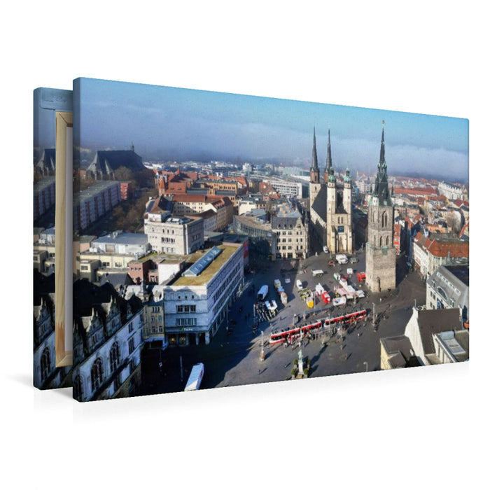 Premium Textil-Leinwand Marktplatz in Halle / Saale