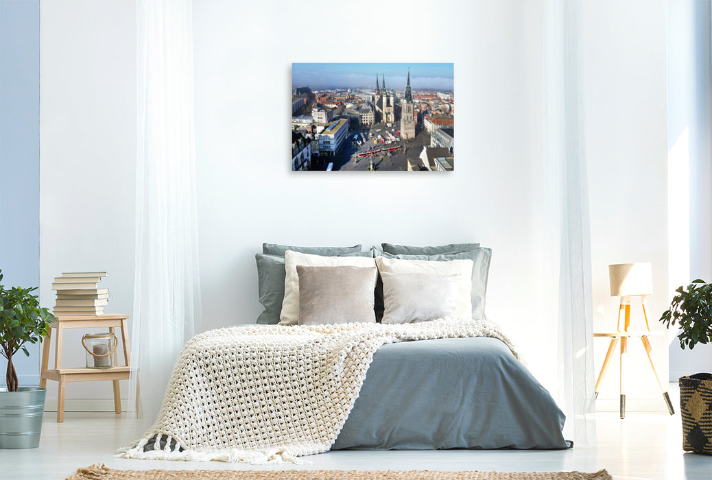 Premium Textil-Leinwand Marktplatz in Halle / Saale