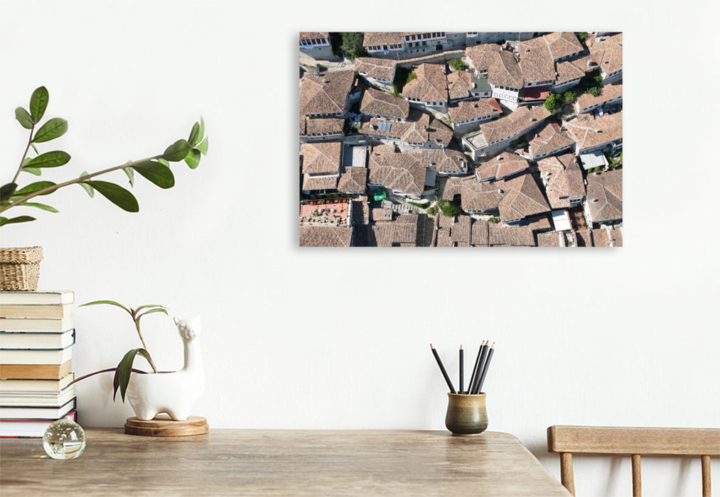 Premium Textil-Leinwand Dächer der Altstadt von Berat