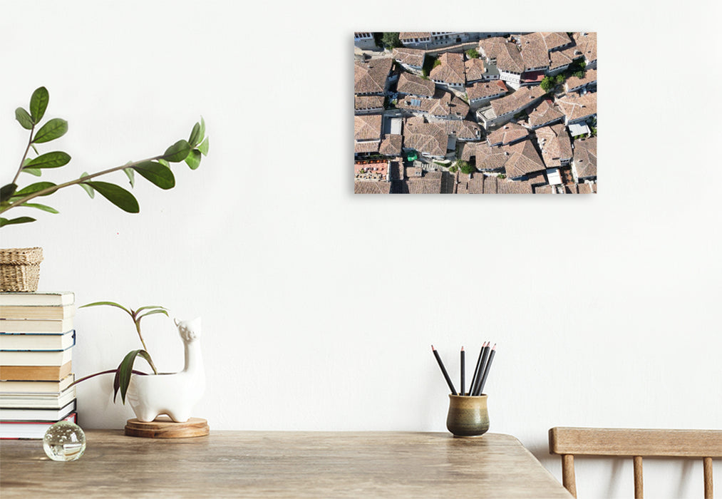 Premium Textil-Leinwand Dächer der Altstadt von Berat