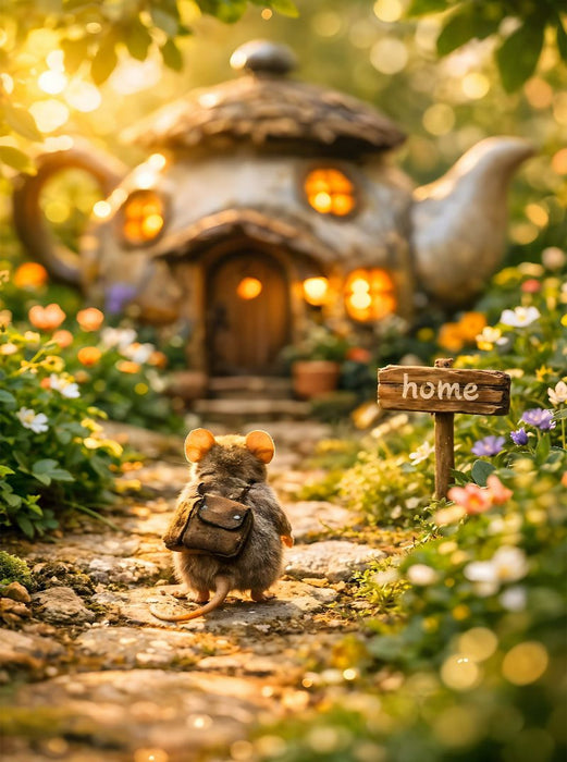 Die kleine Maus am Teekannenhaus - CALVENDO Foto-Puzzle'