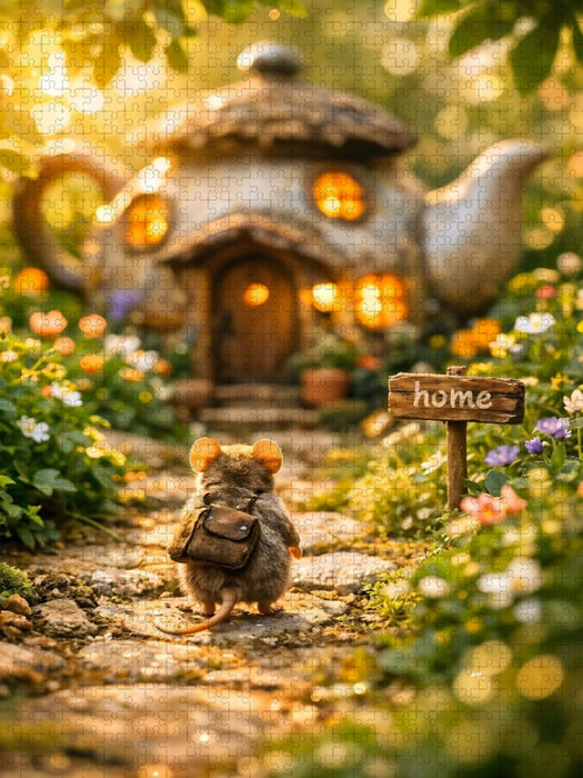 Die kleine Maus am Teekannenhaus - CALVENDO Foto-Puzzle'