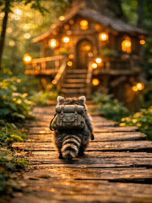Heimkehr des kleinen Waschbären - CALVENDO Foto-Puzzle'