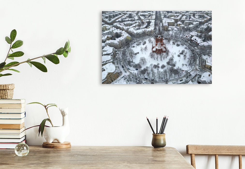 Premium Textil-Leinwand Pauluskirche im Winter