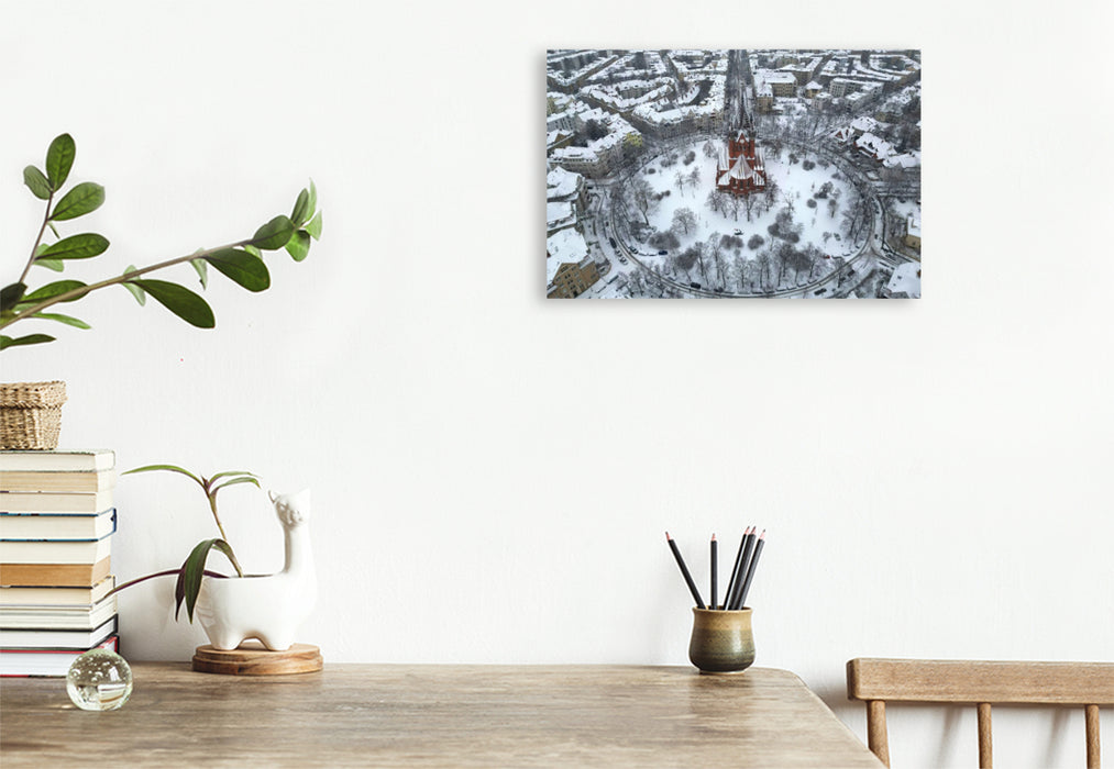 Premium Textil-Leinwand Pauluskirche im Winter