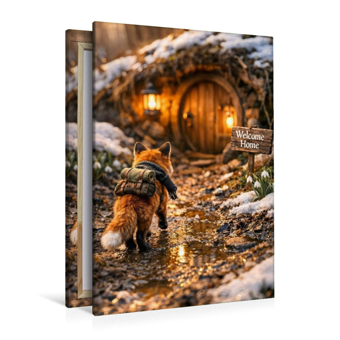 Premium Textil-Leinwand Der kleine Fuchs auf dem Heimweg