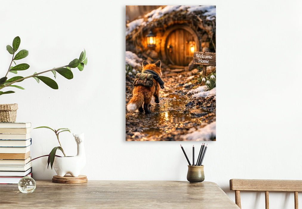 Premium Textil-Leinwand Der kleine Fuchs auf dem Heimweg