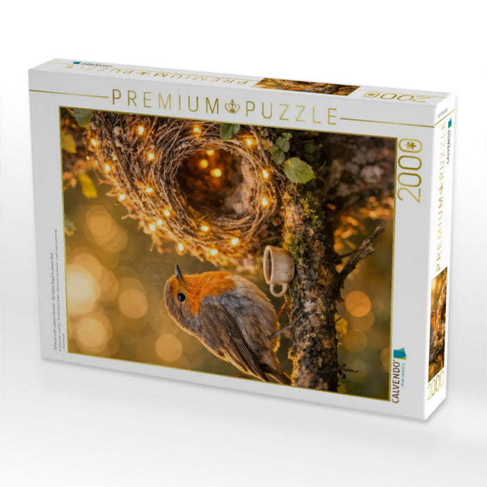 Zuhause unter weitem Himmel - Der kleine Vogel in seinem Nest - CALVENDO Foto-Puzzle'