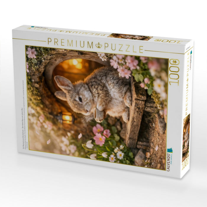 Ein Moment zum Durchatmen - Der kleine Hase vor seinem Bau - CALVENDO Foto-Puzzle'