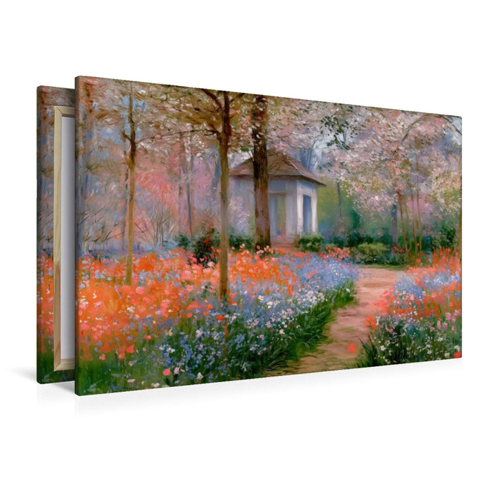 Premium Textil-Leinwand Pavillon im Frühlingsgarten