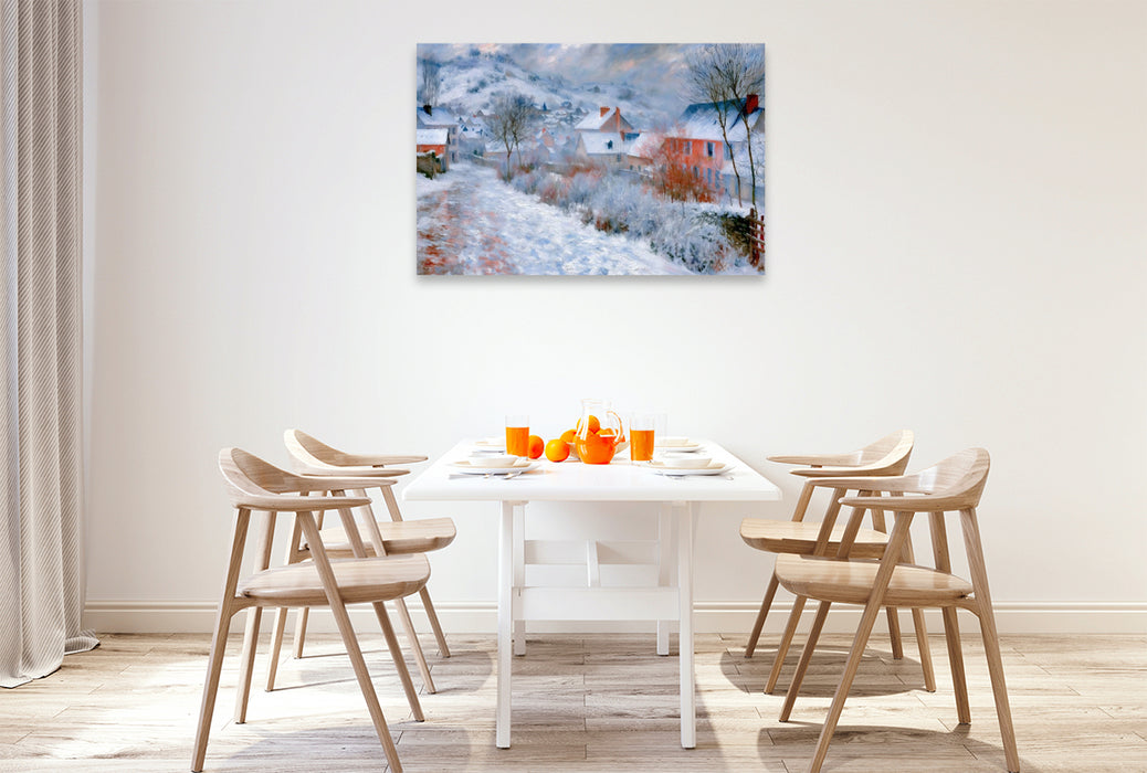 Premium Textil-Leinwand Winter im Dorf