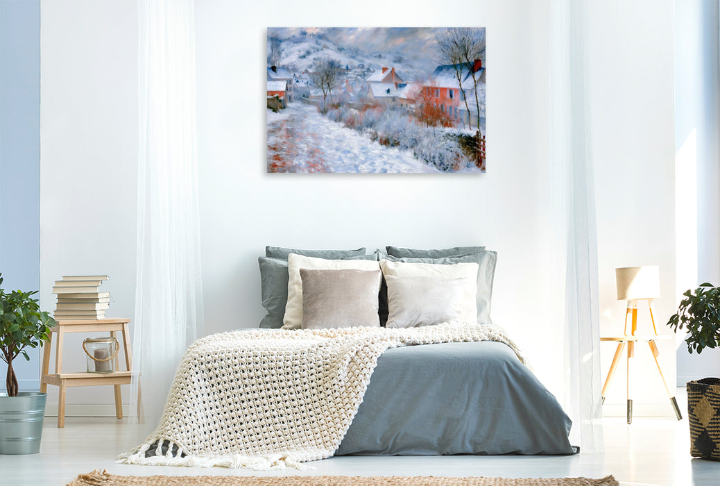 Premium Textil-Leinwand Winter im Dorf