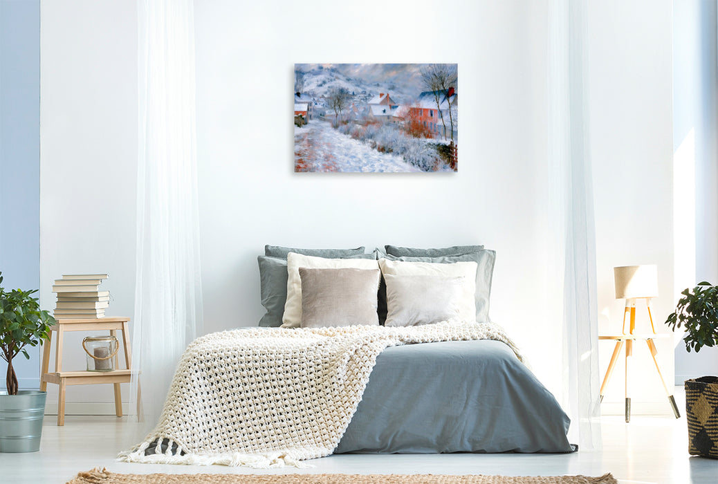 Premium Textil-Leinwand Winter im Dorf