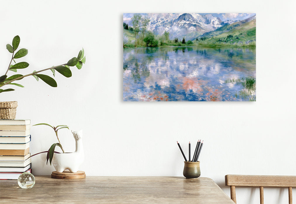 Premium Textil-Leinwand Romantischer Bergsee