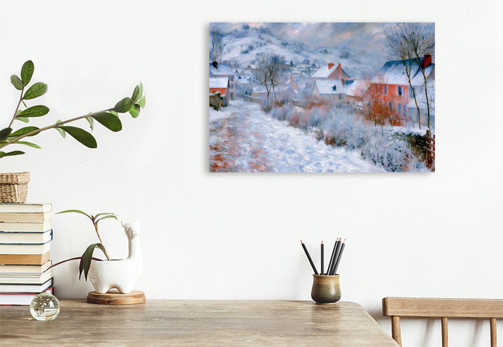 Premium Textil-Leinwand Winter im Dorf