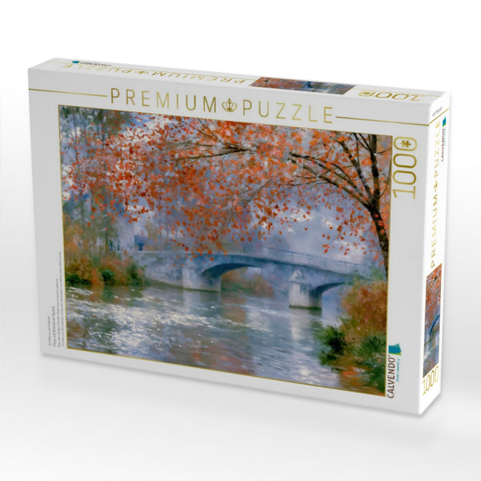 Fluss mit Brücke im Herbst - CALVENDO Foto-Puzzle'