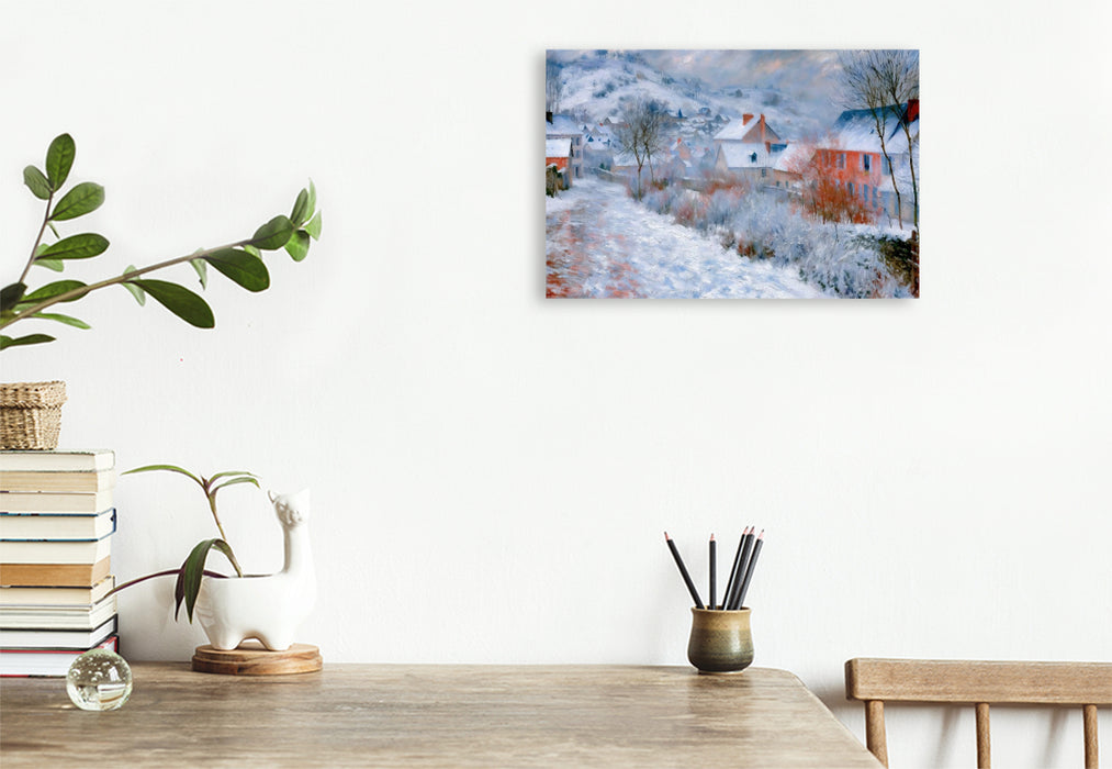 Premium Textil-Leinwand Winter im Dorf