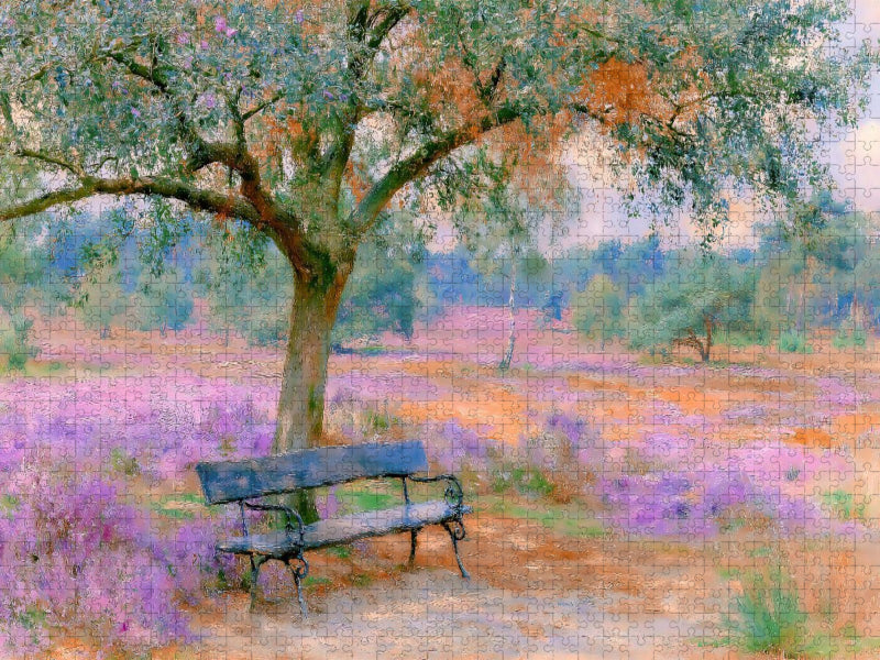 Ruhebank in der Heide - CALVENDO Foto-Puzzle'