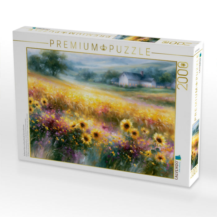 Goldenes Korn und leuchtende Sonnenblumen - CALVENDO Foto-Puzzle'