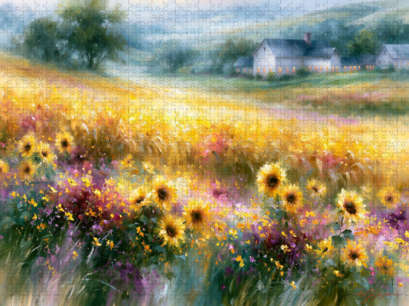 Goldenes Korn und leuchtende Sonnenblumen - CALVENDO Foto-Puzzle'
