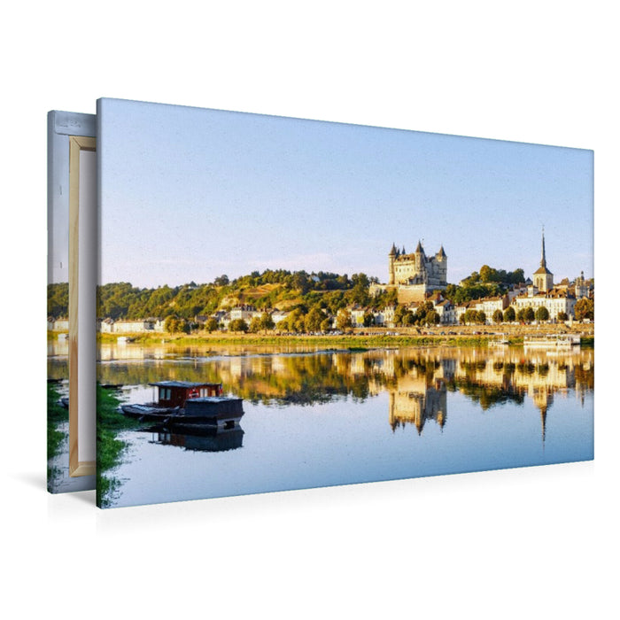 Premium Textil-Leinwand Saumur mit Château de Saumur und Kirche Saint-Pierre